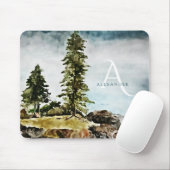Mit Monogramm Tahoe Seen Wasserfarbenwelt Landscha Mousepad (Mit Mouse)