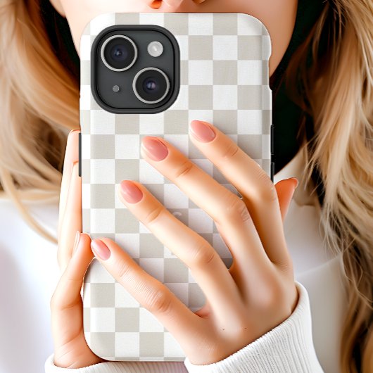 Mit Monogramm Tan- und Weißkarton-Muster Case-Mate iPhone Hülle