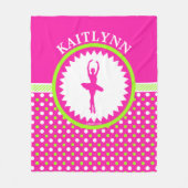 Mit Monogramm Tänzer rosa und grüne Polka-Punkte Fleecedecke (Vorderseite)
