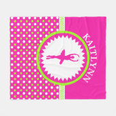 Mit Monogramm Tänzer rosa und grüne Polka-Punkte Fleecedecke (Vorderseite (Horizontal))