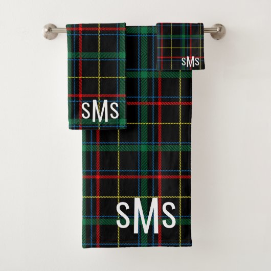 Mit Monogramm Tartan Kariert Badhandtuch Set (Insitu)