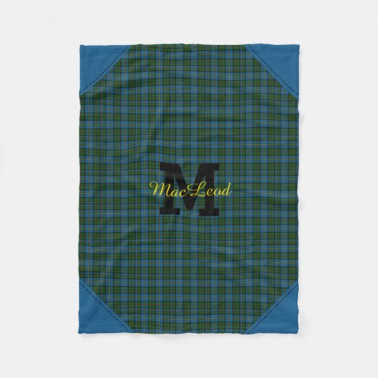 Mit Monogramm Tartan Kariert Fleece Blankon (Vorderseite)