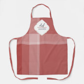 Mit Monogramm Tartan Red Burgundy Schürze (Vorderseite)