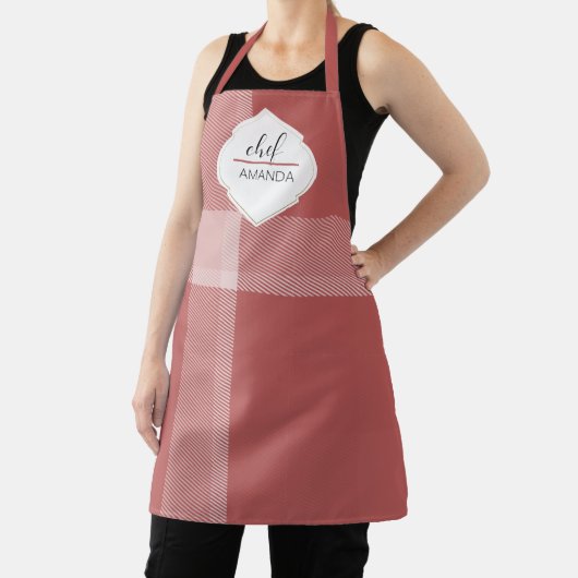 Mit Monogramm Tartan Red Burgundy Schürze (InSitu)