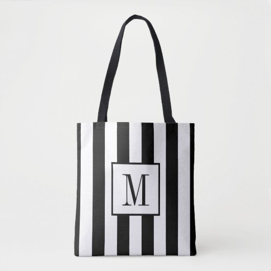 Mit Monogramm Tasche aus Schwarz und Weiß (Vorderseite)