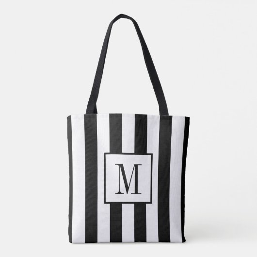 Mit Monogramm Tasche aus Schwarz und Weiß (Rückseite)
