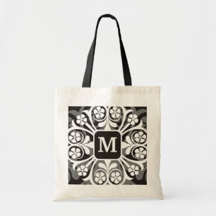 Mit Monogramm Taschen-Tasche-Weiße Blumengrenze Tragetasche