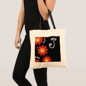 Mit Monogramm Taschentaschen:: Rote Blumen Tragetasche (Vorderseite (Produkt))