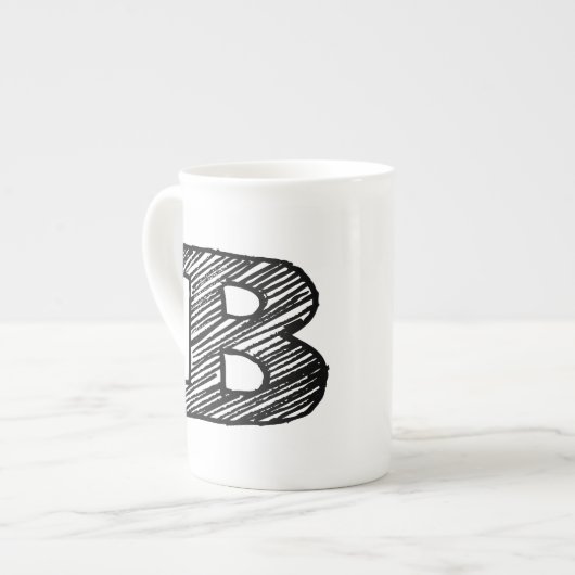 Mit Monogramm Tasse: Buchstabe "B " Porzellantasse (Vorderseite Links)
