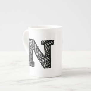 Mit Monogramm Tasse: Buchstabe "N " Porzellantasse