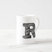 mit Monogramm Tasse: Buchstabe "R" Porzellantasse (Vorderseite Rechts)
