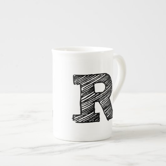 mit Monogramm Tasse: Buchstabe "R" Porzellantasse (Vorderseite Rechts)