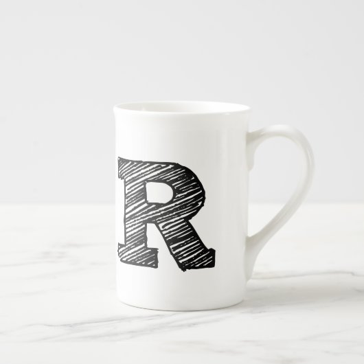 mit Monogramm Tasse: Buchstabe "R" Porzellantasse (Rechts)