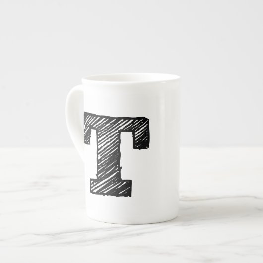 Mit Monogramm Tasse: Buchstabe "T " Porzellantasse (Vorderseite Links)