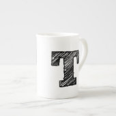 Mit Monogramm Tasse: Buchstabe "T " Porzellantasse (Vorderseite Rechts)
