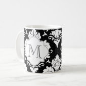 Mit Monogramm Tasse für Schwarz-Weiß-Damast (Vorderseite Links)