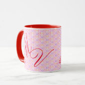 Mit Monogramm Tasse geometrischer Hot Colors (Vorderseite Links)