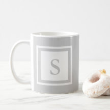 Mit Monogramm Tasse - Grau u. Weiß