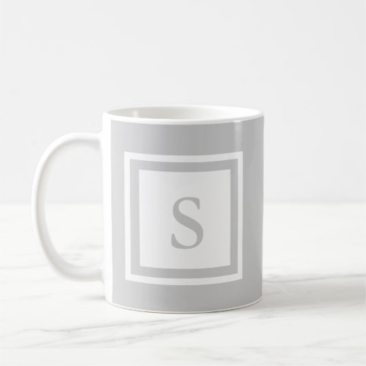 Mit Monogramm Tasse - Grau u. Weiß (Links)
