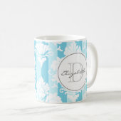 Mit Monogramm Tasse mit blauem Streifen (VorderseiteRechts)