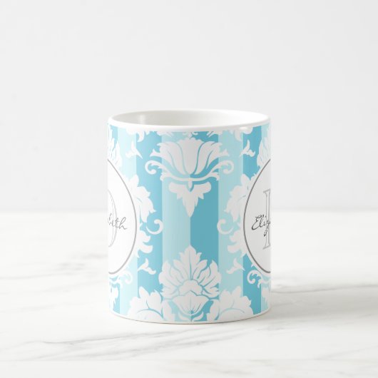 Mit Monogramm Tasse mit blauem Streifen (Mittel)