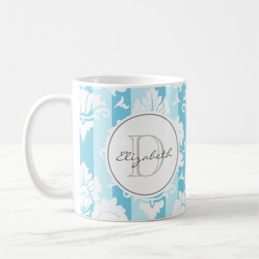 Mit Monogramm Tasse mit blauem Streifen (Links)