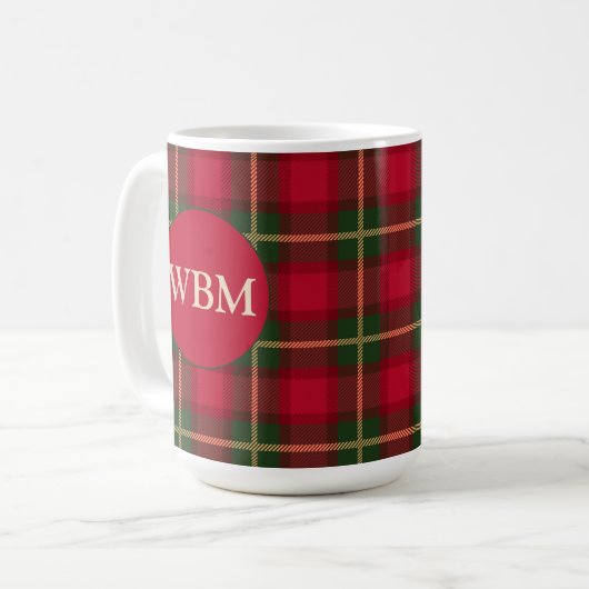 Mit Monogramm Tasse mit Kariertem Rot- und Schwarz (Vorderseite Links)