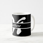 Mit Monogramm Tasse Schwarz-weiß & Graue Kaffeezub (VorderseiteRechts)