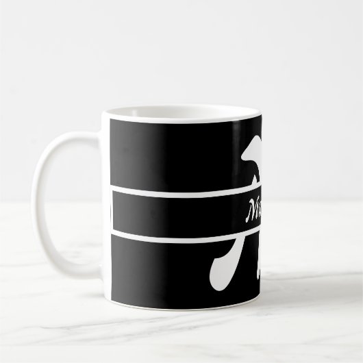 Mit Monogramm Tasse Schwarz-weiß & Graue Kaffeezub (Links)