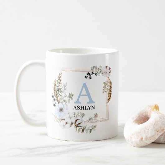 Mit Monogramm Tasse von Boho Winter Floral (Mit Donut)
