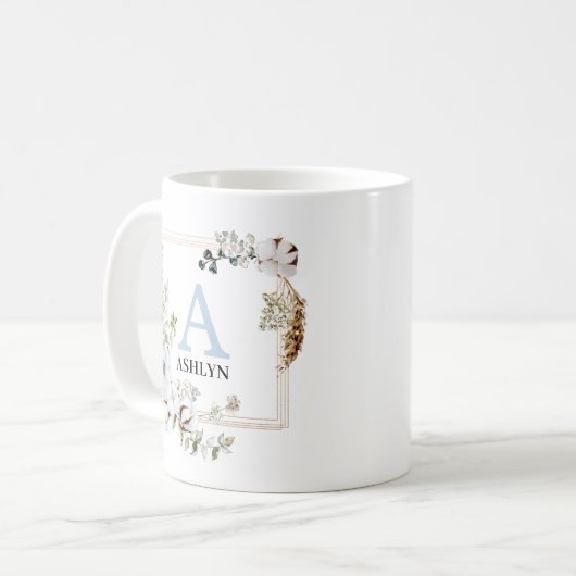 Mit Monogramm Tasse von Boho Winter Floral (Vorderseite Links)