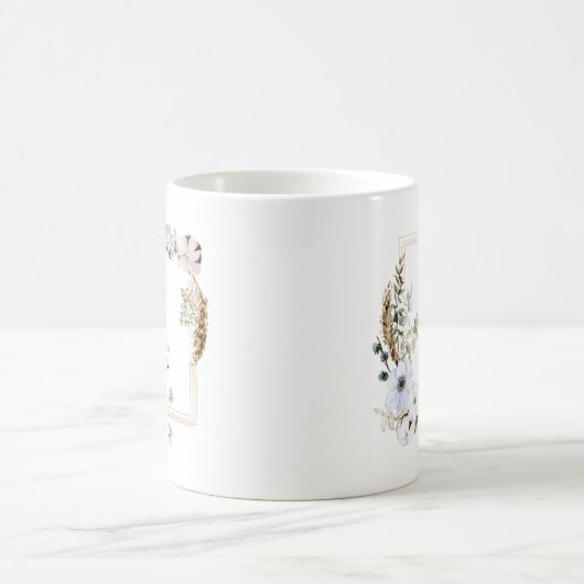 Mit Monogramm Tasse von Boho Winter Floral (Mittel)
