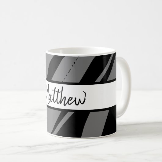 Mit Monogramm Tasse Zebra Grau-Schwarz-Weiß-Gesche (VorderseiteRechts)