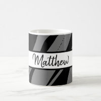 Mit Monogramm Tasse Zebra Grau-Schwarz-Weiß-Gesche