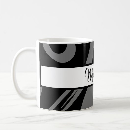 Mit Monogramm Tasse Zebra Grau-Schwarz-Weiß-Gesche (Links)