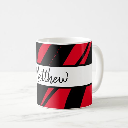 Mit Monogramm Tasse Zebra Red Black & White (VorderseiteRechts)