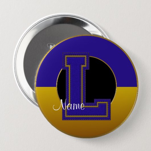 Mit Monogramm Taste, Blue-Gold-Letter L Button (Vorne & Hinten)
