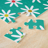 Mit Monogramm Teal Gänseblümchen Punkte Puzzle (Seite)