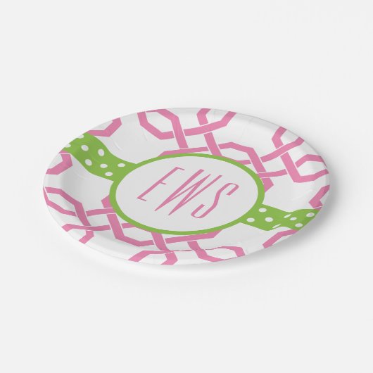 Mit Monogramm Teller aus Gitter und Grosgetreide (Schrägansicht)