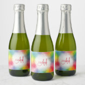 Mit Monogramm Template Abstrakt farbig modern Schaumweinetikett (Flaschen)