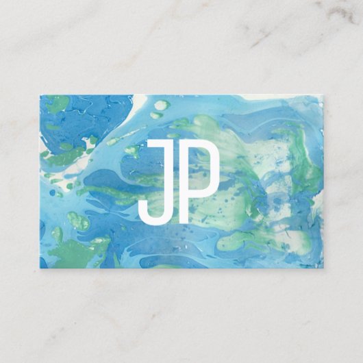 Mit Monogramm Template Blue Green Modern Abstrakt Visitenkarte (Vorderseite)