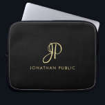 Mit Monogramm Template-Imitat für Kalligrafie - Go Laptopschutzhülle<br><div class="desc">Erstellen Sie Ihre eigenen individuellen modernen eleganten Imitate Gold Calligraphy Monogram Vorlage Black Electronics Bag / Tablet & Laptop Hüllen / Neopren Laptop Schlauch 10 Zoll.</div>