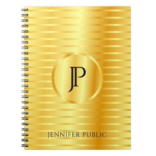 Mit Monogramm Template Imitate Gold Metallic Look Notizblock (Vorderseite)