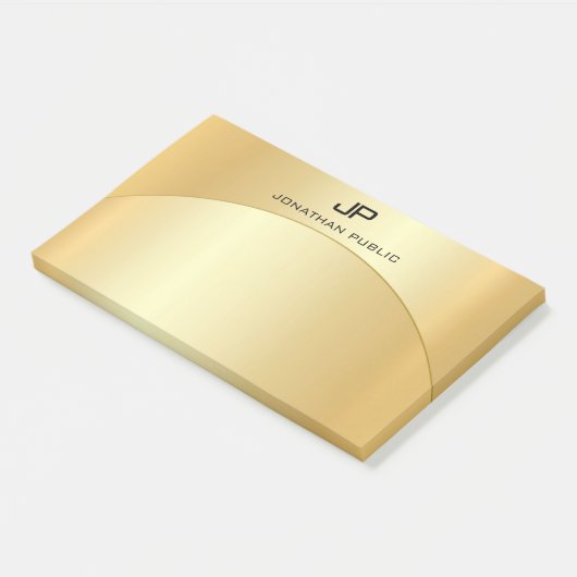 Mit Monogramm Template Trendy Imitate Gold Elegant Post-it Klebezettel (angewinkelt)