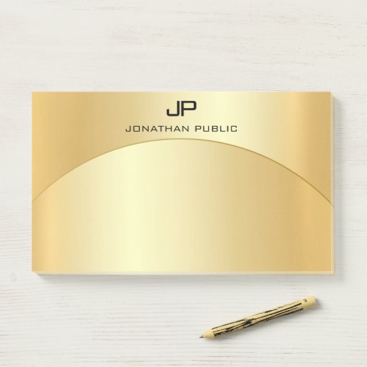 Mit Monogramm Template Trendy Imitate Gold Elegant Post-it Klebezettel (Auf Schreibtisch)