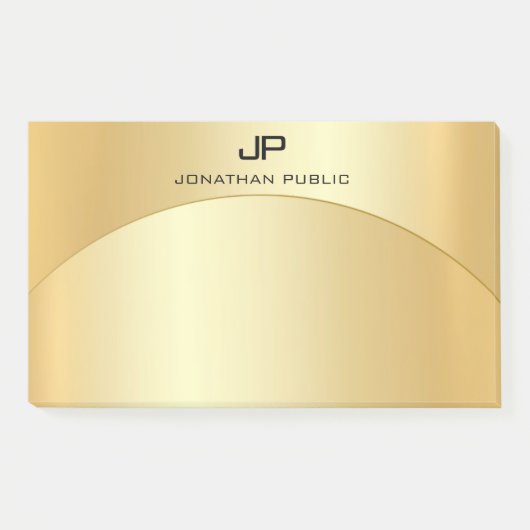 Mit Monogramm Template Trendy Imitate Gold Elegant Post-it Klebezettel (Vorderseite)