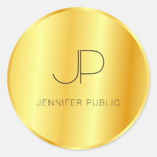 Mit Monogramm Template Trendy Imitate Gold Look Runder Aufkleber