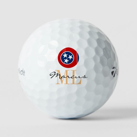 Mit Monogramm Tennessee Flag & Tennessee, USA Golfball (Vorderseite)
