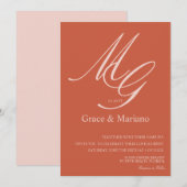 Mit Monogramm Terracotta Rosa Mute Wedding Einladung (Vorne/Hinten)