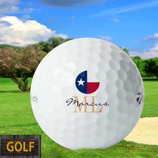Mit Monogramm Texas Flag & Texas, USA Golf Golfball